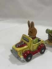 Adorable Rabbit in Car Pulling Carrots Rare and Retired made by Limoges picture