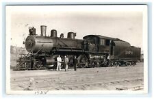 1930s RPPC CB&Q Railroad Train Engine Men Spooky Image of Child in Foreground picture