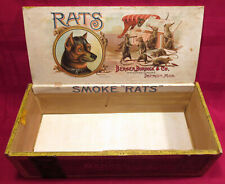 c1890 - Rats Cigar Box - Rat Terrier DOG - FANTASTIC Amazing Label - SO RARE  picture