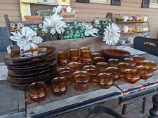 Vintage Indiana Glass Amber King's Thumbprint Miscellaneous Dish Set picture