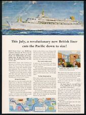 1961 P&O Orient Lines SS Canberra ship art vintage travel print ad picture