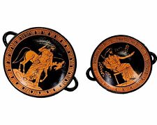 Set of 2 Red Figure Kylix 13,5cm and 11,5cm,Shows God Poseidon and God Zeus picture