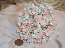 Vintage Millinery Flower Bouquet Faded Peach Pink Velvet Linen w Velvet Stem picture