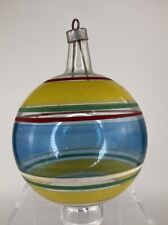 Vintage WWII Unsilvered Premier Shiny Brite Glass Striped Christmas Ornament picture