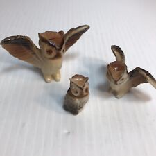 Vintage Miniature Plastic Owl Family Set of 3 Figurines 1970s 2 inches tall picture