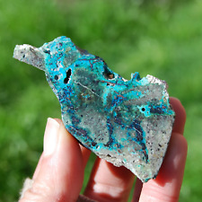 3in 49g RARE Chrysocolla with Native Copper Crystal Slab, Indonesia picture