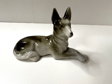 Vintage Figurine Dog German Shepard Stamped Japan Porcelain Gray Black picture