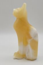 Hand-Carved Alabaster Statue:Ancient Egyptian Bastet Cat Goddess Made In Egypt  picture