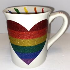 Rainbow Heart Ceramic Mug Sheffield Homes  Large 16 oz  PRIDE 🌈 picture