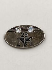 Vintage Oval Shaped Silver Colored NH 25 Lapel Pin With Rhinestones READ picture
