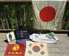 Korea War USMC US MARINE CORPS GROUPING FLAGS UNIFORM BAG PHOTO picture