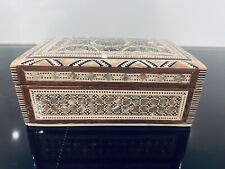 Vintage Antique Wood Mosaic Anglo Indian Mother of Pearl  Inlayed Trinket Box picture