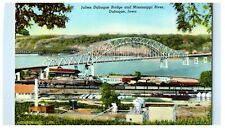 c1940's Dubuque IA, Julien Dubuque Bridge And Mississippi River Postcard picture