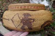 Antique Nootka Native Hand-Woven Polychrome Hunting Scene Designed Basket picture