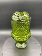 Vintage Viking Glass Green Diamond Point Fairy Lamp Candle Holder picture