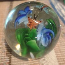 Dynasty Gallery Heirloom Collectibles Art Glass Paperweight Flower Butterflies picture