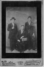 Circa 1880'S Cabinet Card 3 Handsome Cowboys, Men Suits Hats Wild West picture