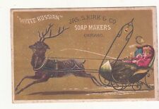 JAs S Kirk Soap Makers Chicago WHITE RUSSIAN Reindeer Sled Vict Card c1880s picture