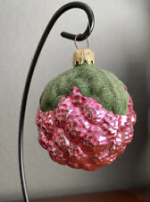 Vtg Blown Glass Sugar Berry Ornament Fruit Frosted West Germany Raspberry Purple picture