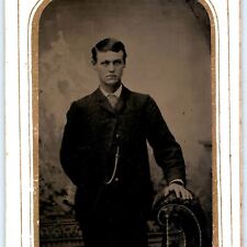 ID'd c1860s Tipton, IA Man Tintype Real Photo Paper Border Grant McCracker H40 picture