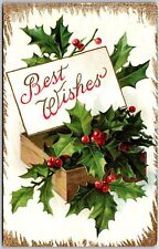 1913 Best Wishes Christmas Birthday Holiday Greetings Card Posted Postcard picture