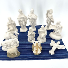 Vintage Atlantic Mold 12 Piece Ceramic Nativity Set Glazed Mostly Unpainted picture