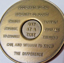 Alcoholics Anonymous Medallion year 15 One Day At A time Bronze AA Token picture