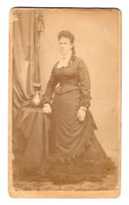 NEW YORK 1880s Antique Victorian Lady No ID Full Standing View CDV by T. GATES picture