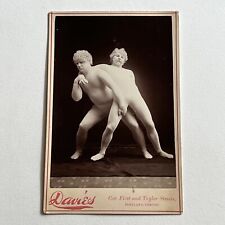 Antique Cabinet Card Photograph Circus Performers Painted Men Wrestling Odd picture