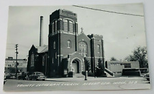 1950's Albert Lea MN Minnesota Real Photo Postcard Trinity Lutheran Church Chevy picture