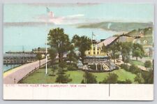 Claremont New York Hudson River Flag Pole Glitter Outline Undivided Postcard picture