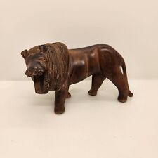 Vintage Hand Carved Wooden African Lion Figure picture