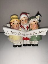 Vintage 50s THAMES Japan Christmas Centerpiece GIRL Carolers Planter Wall Pocket picture
