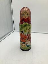 Vintage Matryoshka Russian Hand Painted Nesting Doll Wine Vodka Bottle Holder picture