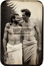 Two Young Men in Towels Outside Hugging Lovers Print 4x6 Gay Interest Photo #106 picture
