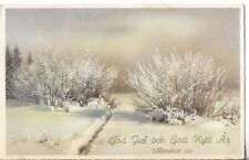 VTG Christmas Postcard - 1948 God Jul Och Gott Nytt Snow Scene picture