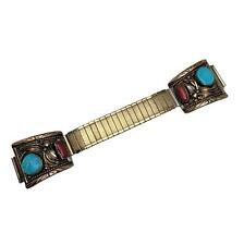 Vintage Navajo 18mm Gold Filled Sterling Silver Turquoise Coral Watch Band Tips picture