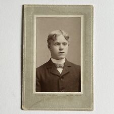 Antique Cabinet Card Photograph Dapper Handsome Young Man Salem MA ID Woodbury picture