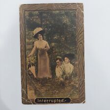 Vintage postcard 1913 Interrupted couple and woman divided back picture