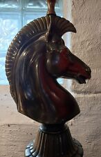 Vintage MCM Metal Brass Tone Horse Head Lamp With Original Globe Shade picture