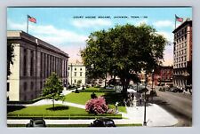 Jackson TN-Tennessee, Courthouse Square, Antique, Vintage Souvenir Postcard picture