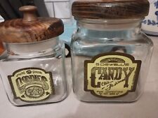 1987 Boswell’s Candy Glass Canister Jar SJL Products Anchor Hocking Vintage Wood picture