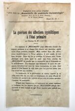 Early 1900s Medical Article By Dr. W. Lueth Cure for Primary Syphilis STD French picture