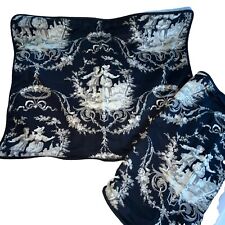 2 Pillow Shams French Toile Sweet William Richloom Designer HandMade Black Ivory picture