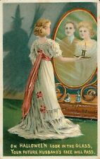 Look In The Glass On Halloween Postcard~376/6~Antique~Witch~Future Husband~c1912 picture
