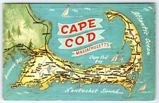  Map of Cape Cod Massachusetts VTG POSTCARD  picture