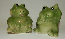 Adorable Big Green Toad Frog Couple Salt Pepper Shaker picture