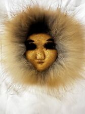 Vintage-Authentic Native Alaskan Fur & Skin Mask Inuit Eskimo Fox Fur Hand Made picture