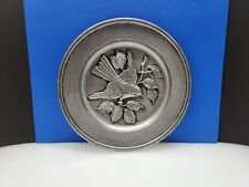 Vintage 1972 Sexton Pewter Wall Decor Hanging Plate #5019 Bird On Branch picture