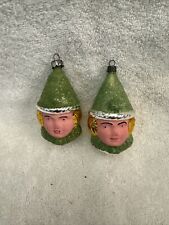 Vintage West Germany Pixie Mercury Glass Christmas Ornaments Lot 2 picture
